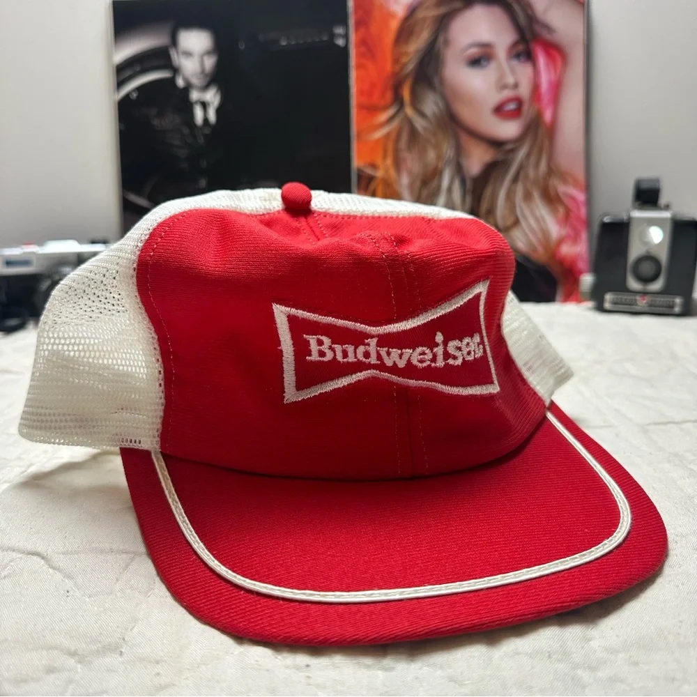 Vintage Budweiser Trucker Hat | Made USA · Mesh Snapback · Beer Promo Cap